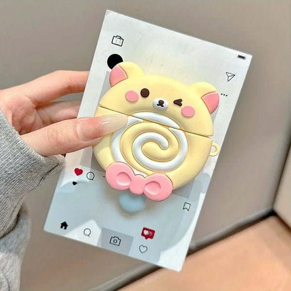 Kawaii Bear Lollipop AirPods Case