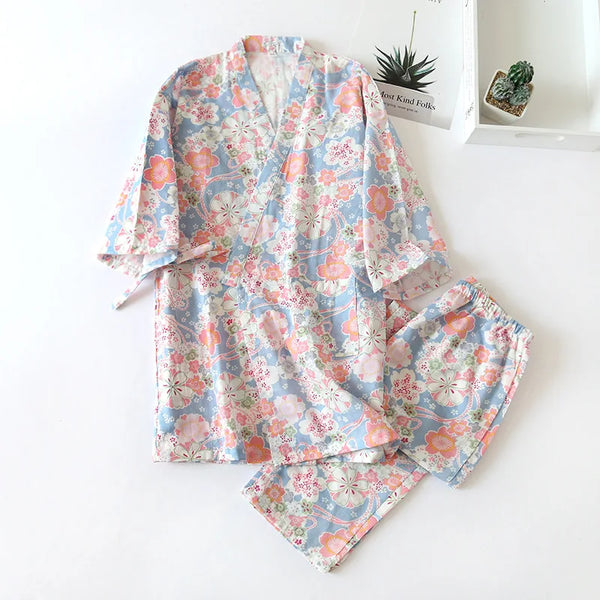 Kawaii Kimono Style Floral Pajamas