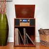 Victor Boyleston 7-in-1 3-Speed Turntable Music Center w Album Storage and USB Port