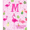 Composition Notebook M: Pink Flamingo Initial M Composition Wide Ruled Notebook - Paperback