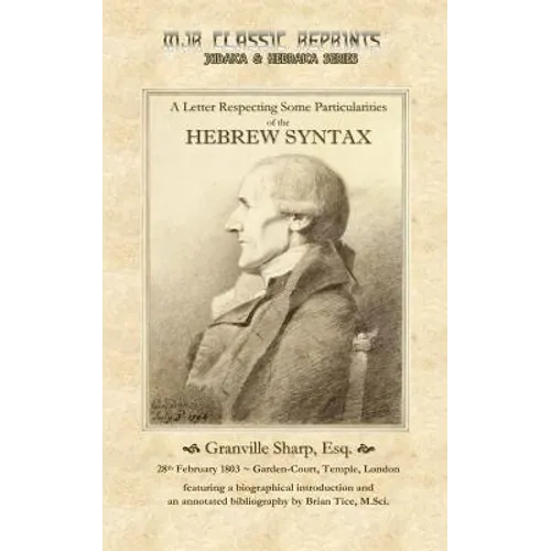 A Letter Respecting Some Particularities of the Hebrew Syntax - Paperback