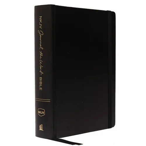 NKJV, Journal the Word Bible, Large Print, Hardcover, Black, Red Letter Edition: Reflect, Journal, or Create Art Next to Your Favorite Verses - Hardcover