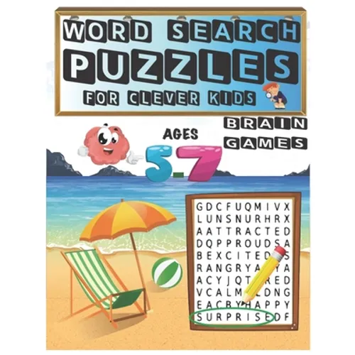 Word Search Puzzles For Clever Kids: Easy Word Search From Kindergarten To 1st grade level Ages 5-7 (8.5"x11") 82 Pages With Solutions Included (Word - Paperback