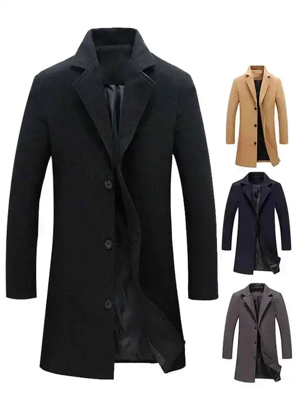 Single Breasted Lapel Wool Blend Coat