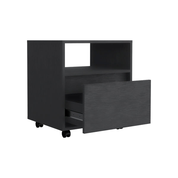 Nightstand Munyochi, One Drawer -Black