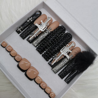 Buy hand-made-14-m 100% Hand Paint Luxury Private Label Artificial Finger and Toe Nails Set Press on Nails