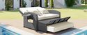 PE Wicker Rattan Double Chaise Lounge, 2-Person Reclining Daybed With Adjustable Back and Cushions, Free Furniture Prote