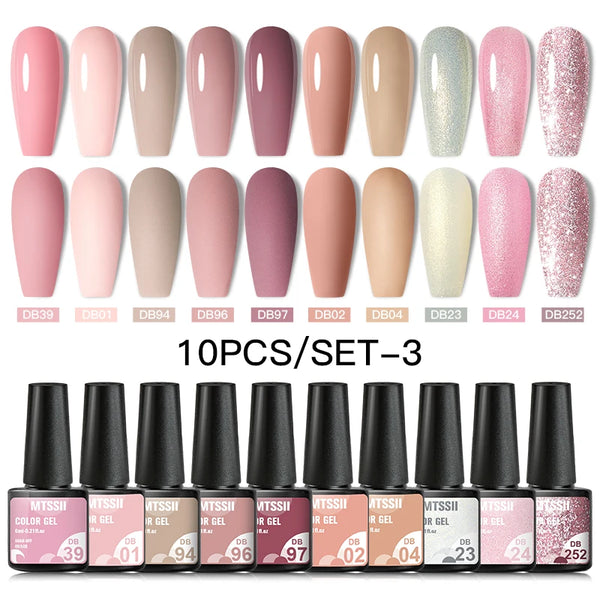 10/12pcs Spring Macaron Nail Gel Polish Set