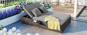 Outdoor Double Sunbed, Wicker Rattan Patio Reclining Chairs With Adjustable Backrest and Seat, Conversational Set for 2