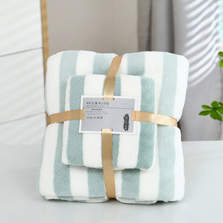 Buy 1-set-green Striped Towel Bath Set