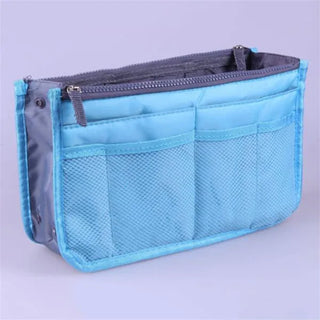 Buy blue Nylon Cosmetic Bags for Women Tote Insert Double Zipper Makeup Bag Toiletries Storage Bag Girl Outdoors Travel Make Up Organizer