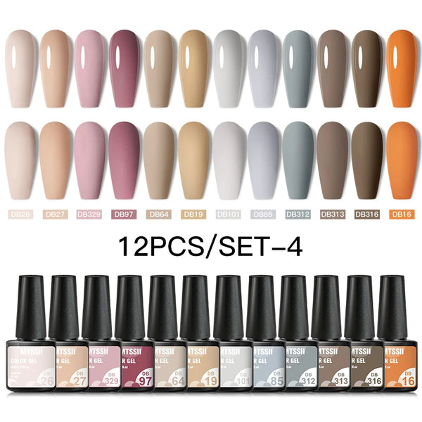 10/12pcs Spring Macaron Nail Gel Polish Set