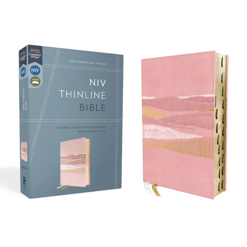 Niv, Thinline Bible, Leathersoft, Pink, Red Letter, Thumb Indexed, Comfort Print - Imitation Leather