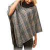 Aubrie Cozy Warm Plaid Checkered Super Sofy Faux Fur Collar Poncho