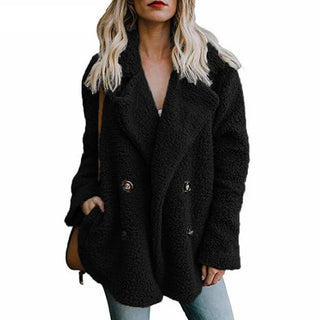 Buy black Plush Coat Women Winter Jackets Fluffy Teddy Coat Female Warm Artificial Fleece Winter Clothes Manteau Femme