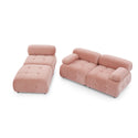 Modular Sectional Sofa, Button Tufted Designed and DIY Combination,L Shaped Couch With Reversible Ottoman, Pink Velvet