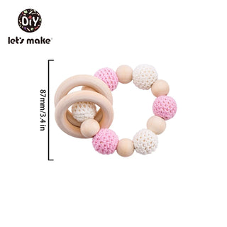 Buy plum Let&#39;s Make Baby Rattles Set Crochet Animal Elk Amigurumi Elephant Baby Teether Wooden Pacifier ChainBPA Free Nursing Rattle Toys