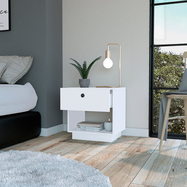 Nightstand Viliigili , One Drawer -White