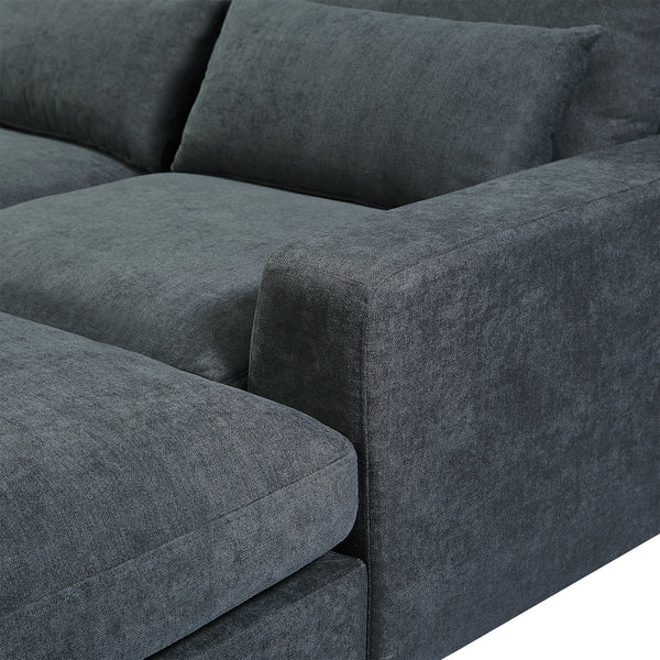 Modern Large L-Shape Feather Filled Sectional Sofa,  Convertible Sofa Couch With Reversible Chaise for Living Room