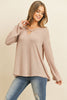 Criss Cross Neck Long Sleeve Hacci Top