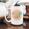 Summer Vibes Mug – Coastal Coffee Cup With Surfboard Art And Ocean Sunset Design