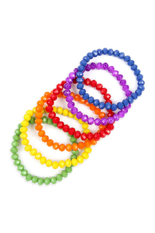 Six Multicolor Stretch Glass Beads Bracelet Set