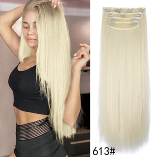 Buy 613-zhi 4Pcs/Set 20Inch Synthetic Hair Clip in Long Wavy Thick Hairpieces