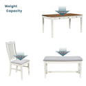 Mid-Century 6-Piece Wood Dining Table Set, Kitchen Table Set With Drawer, Upholstered Chairs and Bench, Butter Milk