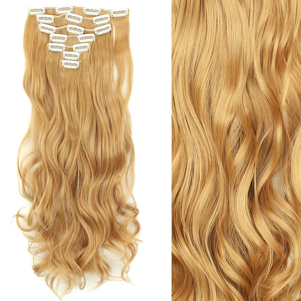 22Inch Long Straight Wavy Hair Extension 7Pcs/Set 16 Clips