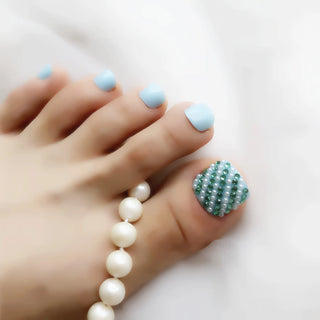 Buy hl201blue2 Candy Color Artificial False Toe Nails