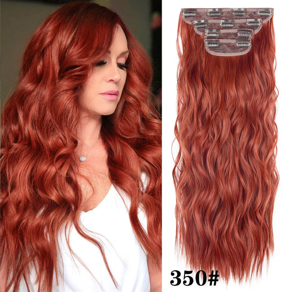 4Pcs/Set 20Inch Synthetic Hair Clip in Long Wavy Thick Hairpieces