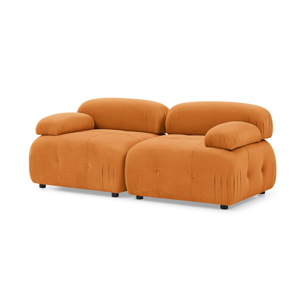 Modular Sectional Sofa, Button Tufted Designed and DIY Combination,L Shaped Couch With Reversible Ottoman, Orange Velvet