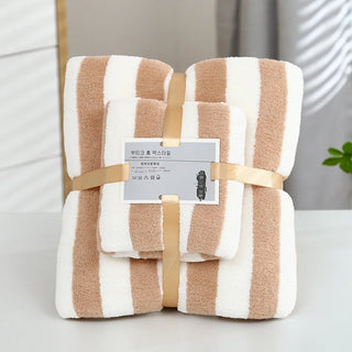 Buy 1-set-khaki Striped Towel Bath Set