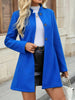 Women’s Elegant Stand Collar Slim Jacket – Button Front A-Swing Long Sleeve Coat