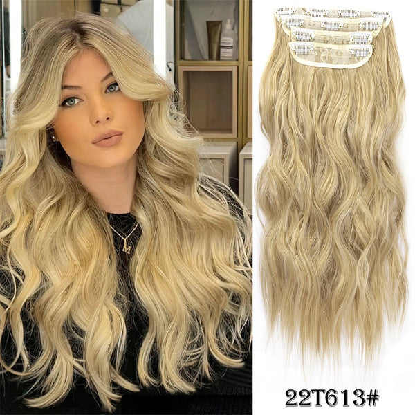 4Pcs/Set 20Inch Synthetic Hair Clip in Long Wavy Thick Hairpieces