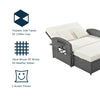 PE Wicker Rattan Double Chaise Lounge, 2-Person Reclining Daybed With Adjustable Back and Cushions, Free Furniture Prote