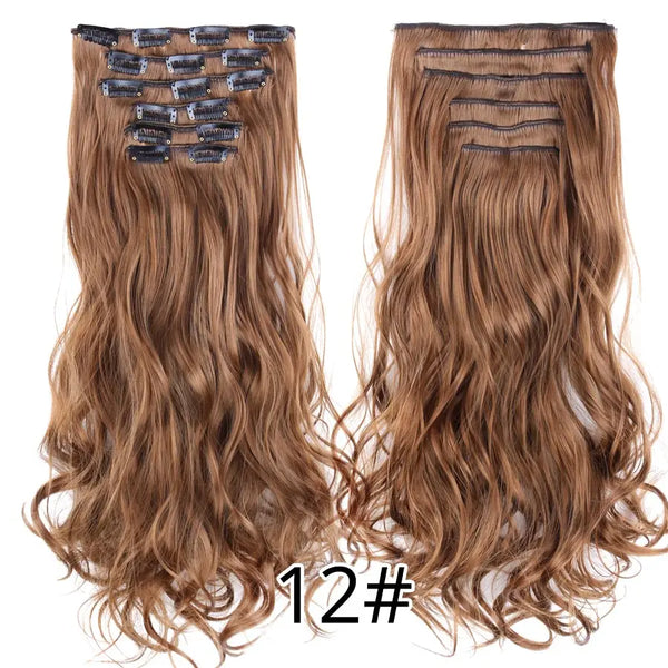 22Inch Synthetic Long Curly 16Clips Clip in Hair Extensions