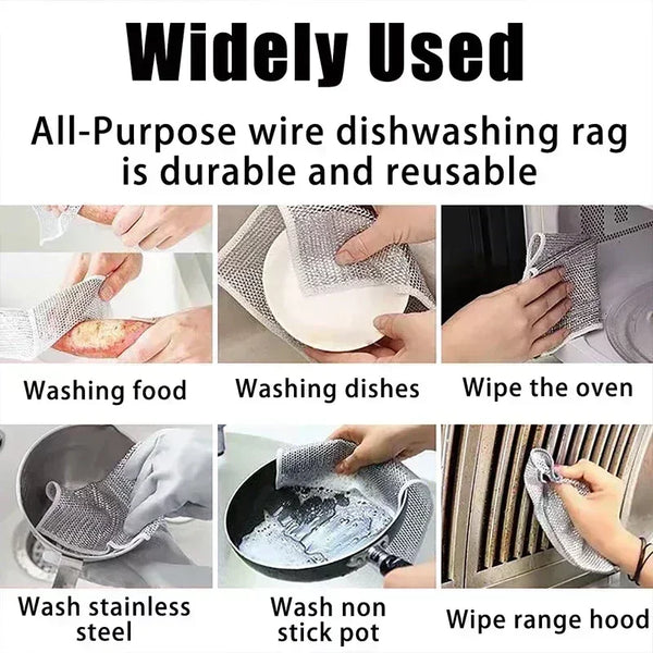 Wholesale Metal Steel Wire Rags Cloth Home Kitchen Pot Pan Dishwashing Double-Sided Dishcloth Cleaning Cloths Towel Scrubber Rag