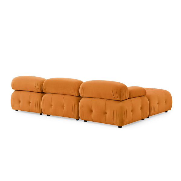 Modular Sectional Sofa, Button Tufted Designed and DIY Combination,L Shaped Couch With Reversible Ottoman, Orange Velvet