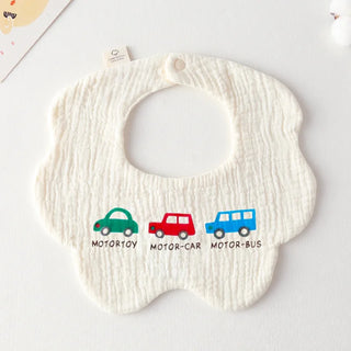 Buy three-small-cars Cotton Gauze Baby Print Bibs Infant Bib