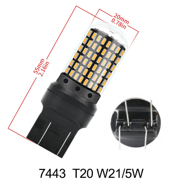 GZKAFOLEE 1pcs 2800LM 7440 7443 Bulb No Error Free T20 W21W W21/5w LED WY21W LED Bulbs Car Brake Reverse Light Lamp Turn Signal