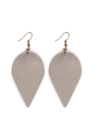 Buy gray Teardrop Shape Genuine Leather Earrings