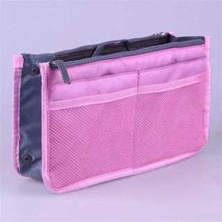 Buy pink Nylon Cosmetic Bags for Women Tote Insert Double Zipper Makeup Bag Toiletries Storage Bag Girl Outdoors Travel Make Up Organizer