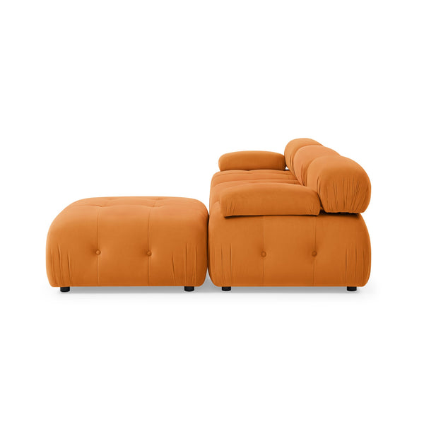 Modular Sectional Sofa, Button Tufted Designed and DIY Combination,L Shaped Couch With Reversible Ottoman, Orange Velvet