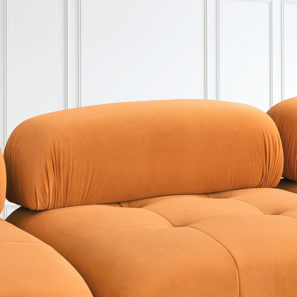 Modular Sectional Sofa, Button Tufted Designed and DIY Combination,L Shaped Couch With Reversible Ottoman, Orange Velvet