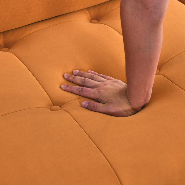 Modular Sectional Sofa, Button Tufted Designed and DIY Combination,L Shaped Couch With Reversible Ottoman, Orange Velvet
