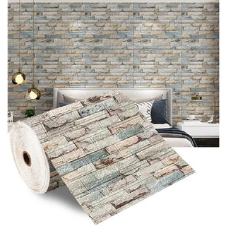 Buy yellow-cyan-brick 3D Wallpaper Decoration Self-Adhesive