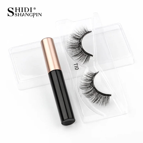 SHIDISHANGPIN 1/3/5/10 Pairs Magnetic Eyelashes Eyeliner 5 Magnet Natural Long False Lashes Set Magnetic Eyeliner Tweezer Makeup