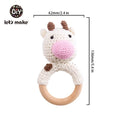 Let's Make Baby Rattles Set Crochet Animal Elk Amigurumi Elephant Baby Teether Wooden Pacifier ChainBPA Free Nursing Rattle Toys