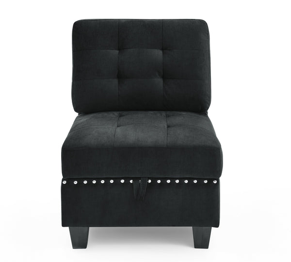 Single Chair  for Modular Sectional,Black Velvet (26.5"x31.5"x36")